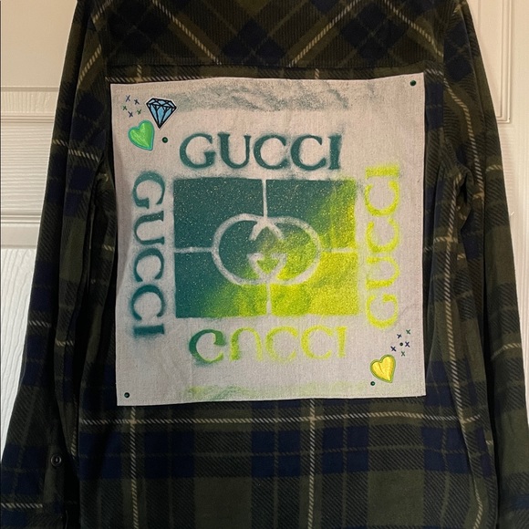 Tops - Olive Green / Blue Plaid Shacket